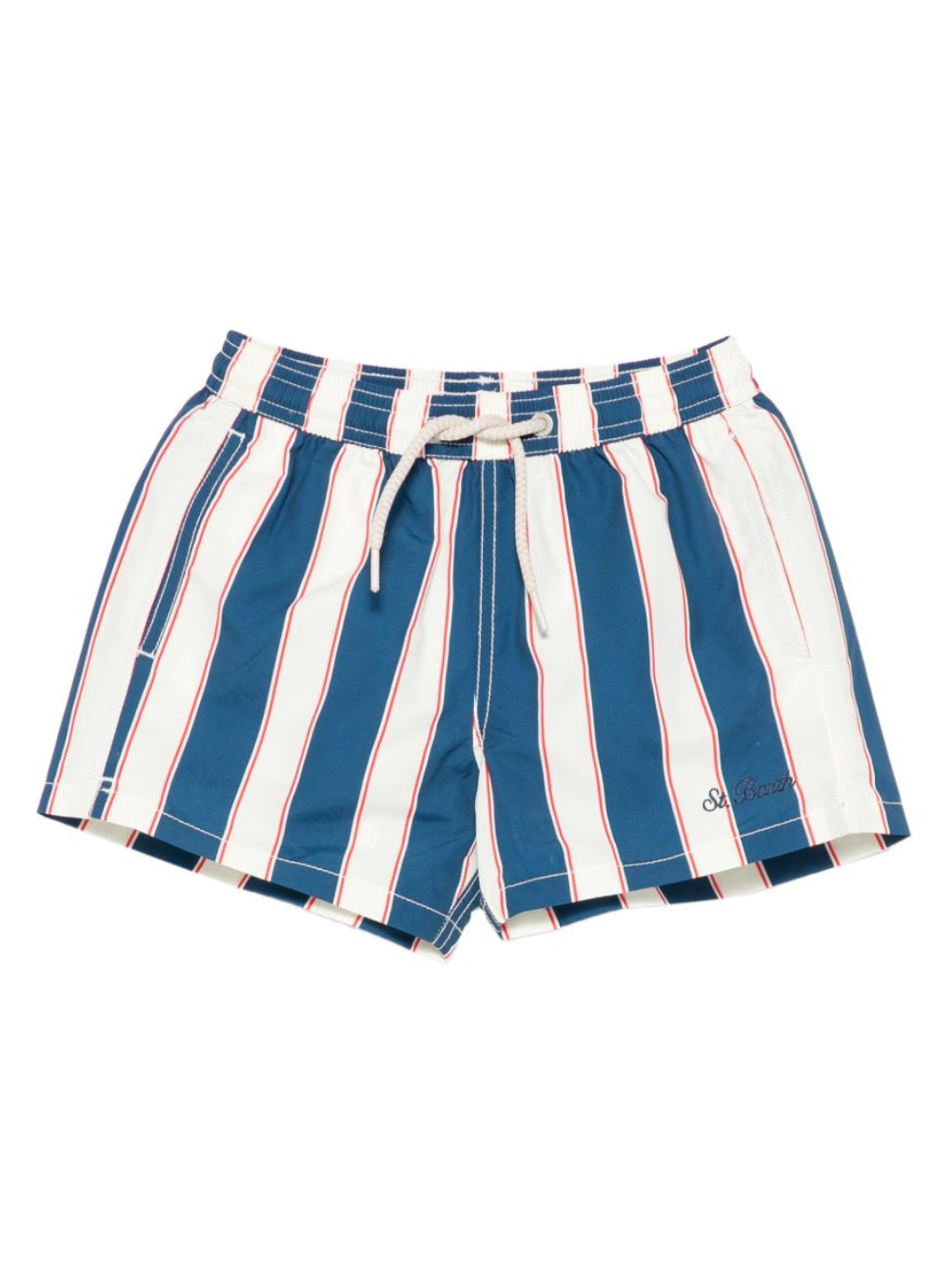 Costume da bagno Syros Jr. per bambino MC2 Saint Barth Kids bianco e blu con motivo a righe SYR0002 04058L MC2 ST. BARTH KIDS 