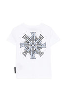 T-shirt per bambino John Richmond Junior bianca con dettaglio logo RBP26077TS WHITE JOHN RICHMOND KIDS 