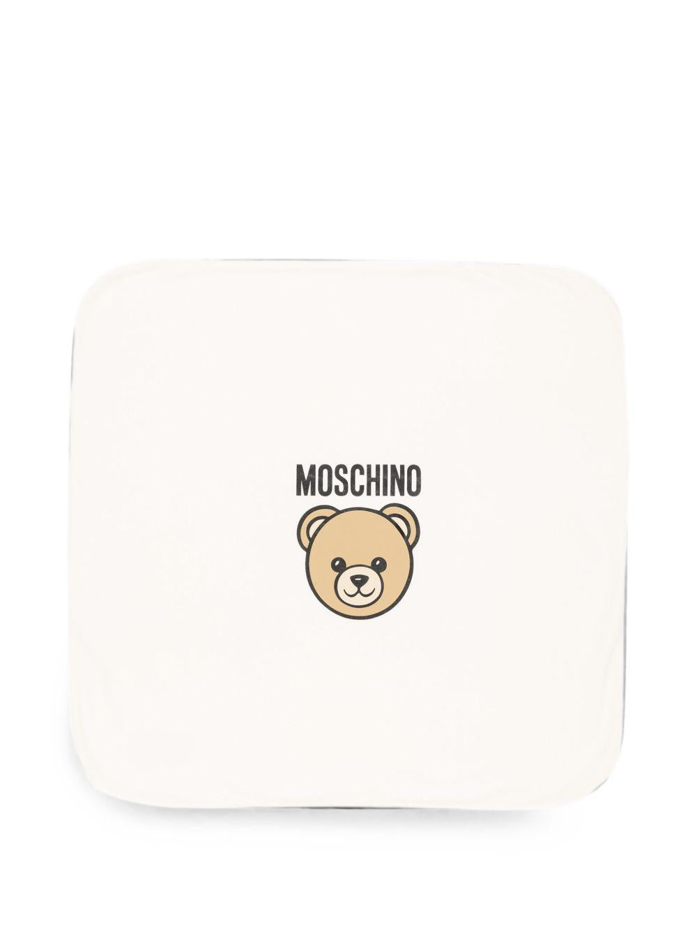 Coperta per neonati Moschino Kids bianca con dettaglio Teddy Bear MUB00OLCA40 10063 MOSCHINO KIDS 