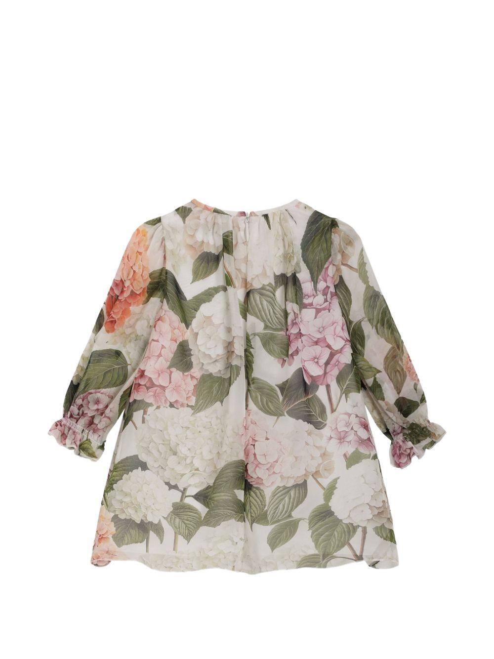 Abito per neonata Dolce & Gabbana Kids bianco con stampa ortensia L24DH9 IS10T HA5XG DOLCE & GABBANA KIDS 