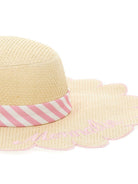 Cappello estivo per bambina Monnalisa beige a righe 19G016 7075 0393 MONNALISA KIDS 