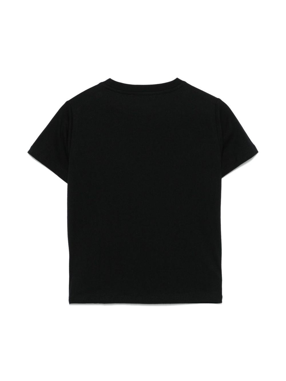 T-shirt con logo ricamato per bambina Balmain Kids nero con orlo dritto BW8A21 Z0116 930OR BALMAIN KIDS 