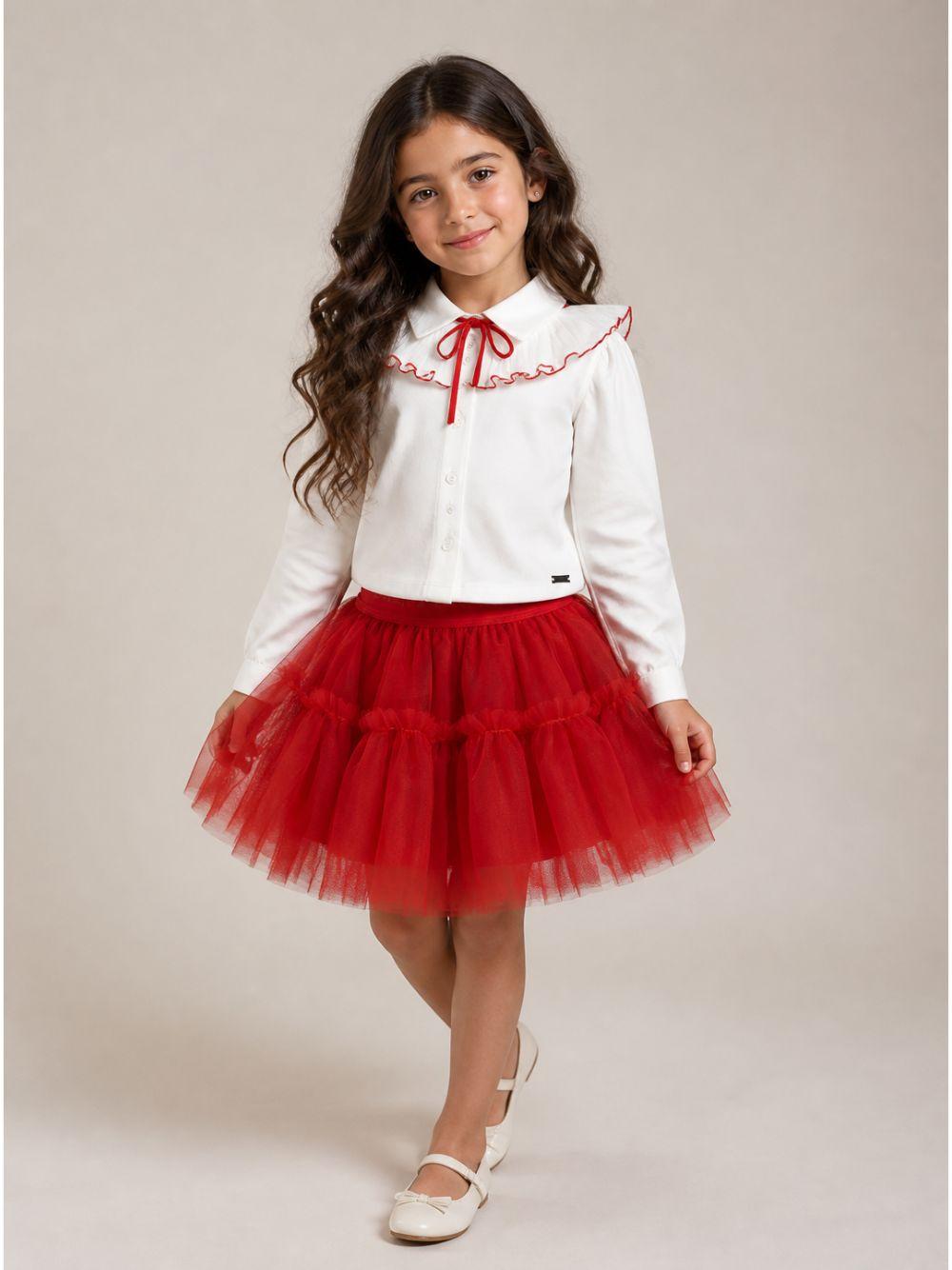 Gonna per bambina Monnalisa Kids rossa con trama in tulle 17HGON T9945 0043 MONNALISA KIDS 