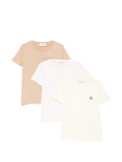 Set di 3 t-shirt per bambina Moncler Enfant multicolore con applicazione logo L19548C0003489AT9 3P5 MONCLER KIDS 