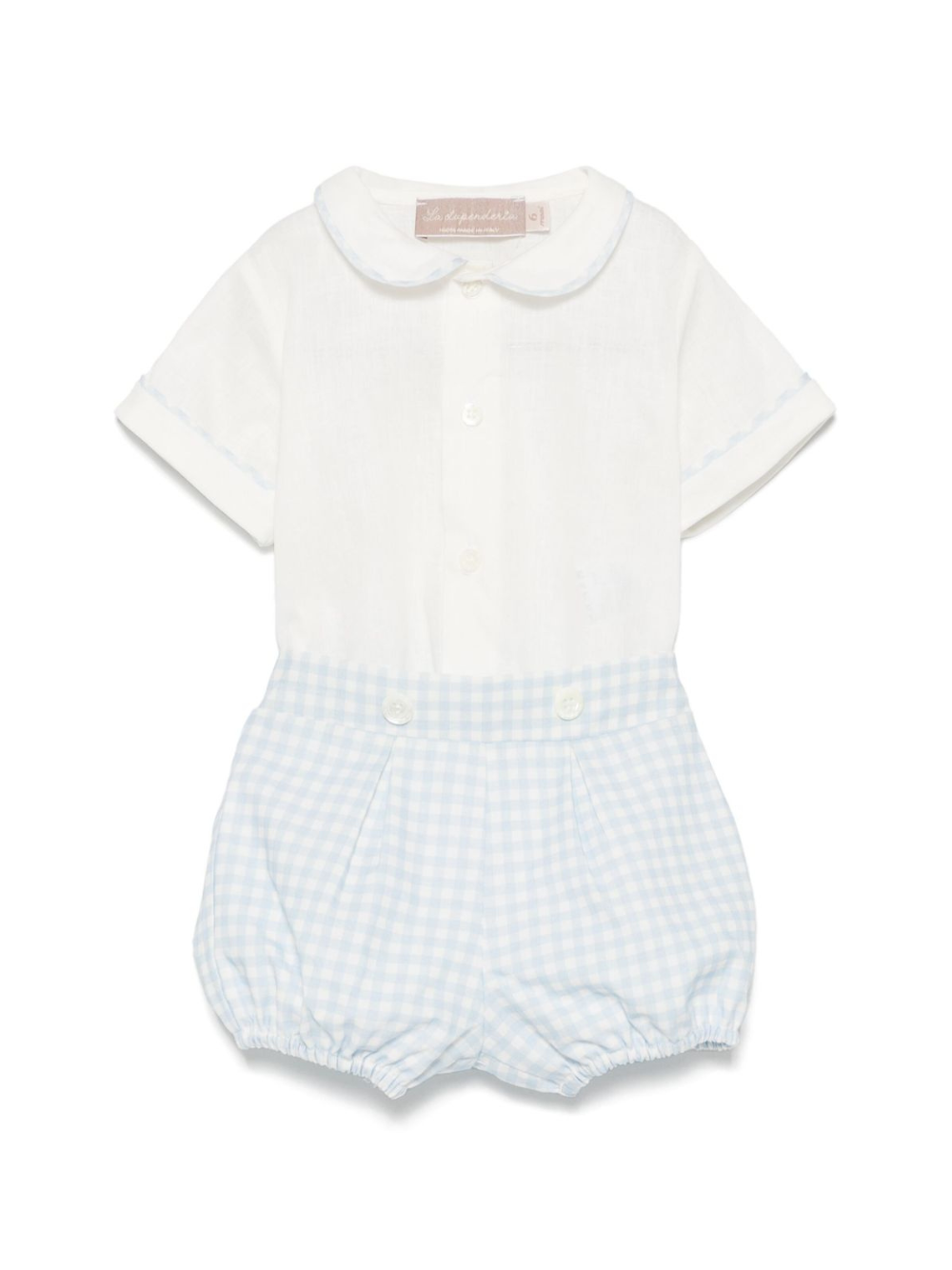 Completo per neonato La Stupenderia bianco a quadretti con colletto Peter Pan TBCT53 Y11 LA STUPENDERIA 