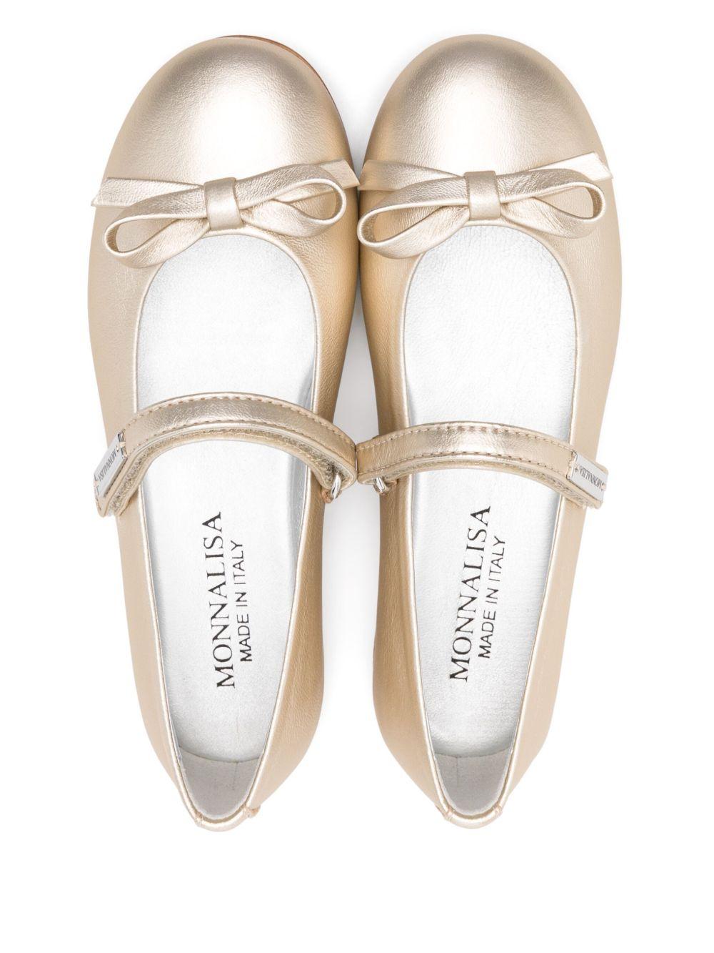 Ballerine in pelle per bambina Monnalisa oro con soletta con logo 8CE000RM 5730 0073 MONNALISA KIDS 