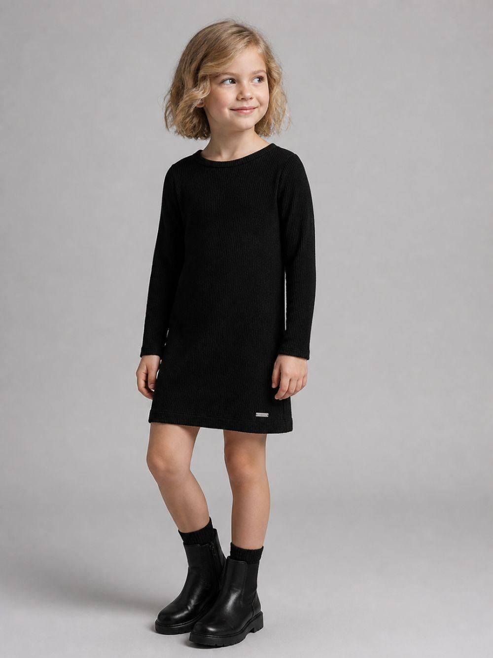 Abito per bambina Monnalisa Kids nero a coste a maniche lunghe 41H903 8214 0050 MONNALISA KIDS 