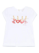 T-shirt per neonata Monnalisa bianco con stampa fiocco sul davanti 39E618 5011 0099 MONNALISA KIDS 