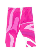 Pantaloni per neonata Emilio Pucci Junior fucsia con stampa grafica all-over PY6000 Z3687 570BC EMILIO PUCCI KIDS 