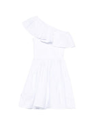 Abito monospalla per bambina Molo bianco a trapezio 2S26E104 5636 MOLO KIDS 