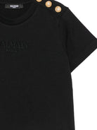 T-shirt per bambini Balmain Kids nera con dettaglio bottoni sulla spalla BZ8I81 Z3672 930OR BALMAIN KIDS 