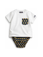 Set t-shirt e culotte per neonato MC2 Saint Barth Kids multicolore con stampa grafica papere SAMY001 03568L MC2 ST. BARTH KIDS 