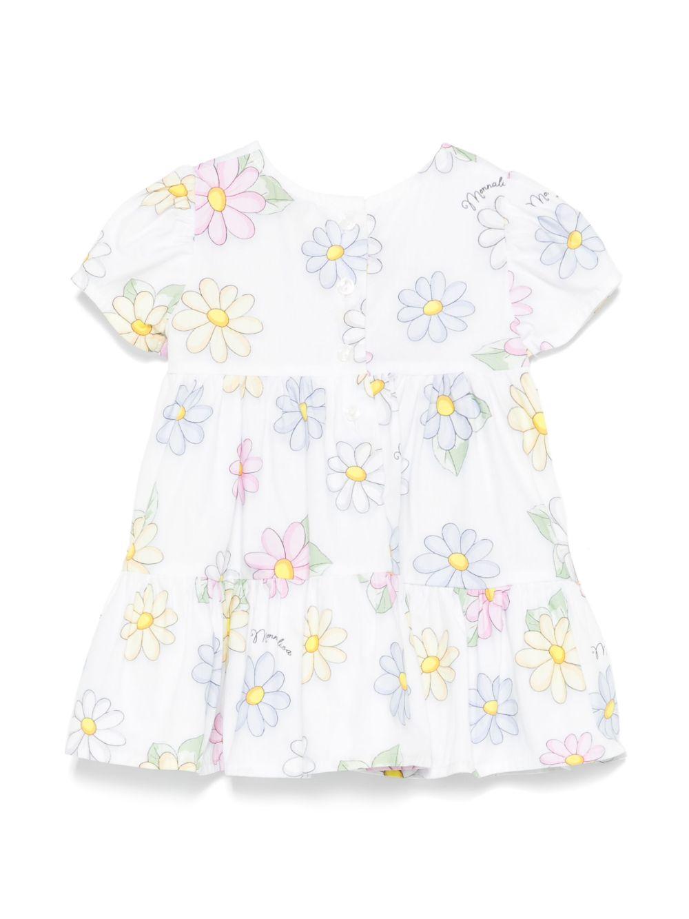 Abito per neonata Monnalisa bianco con stampa a fiori 31E911 5663 0099 MONNALISA 