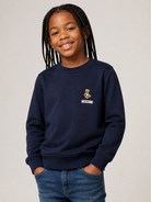 Felpa per bambini Moschino Kids blu con ricamo Teddy bear HUF0A9LCA40 40016 MOSCHINO KIDS 