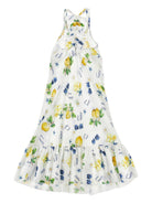 Abito per bambina Monnalisa bianco con stampa grafica limoni 19G913 7028 9914 MONNALISA KIDS 