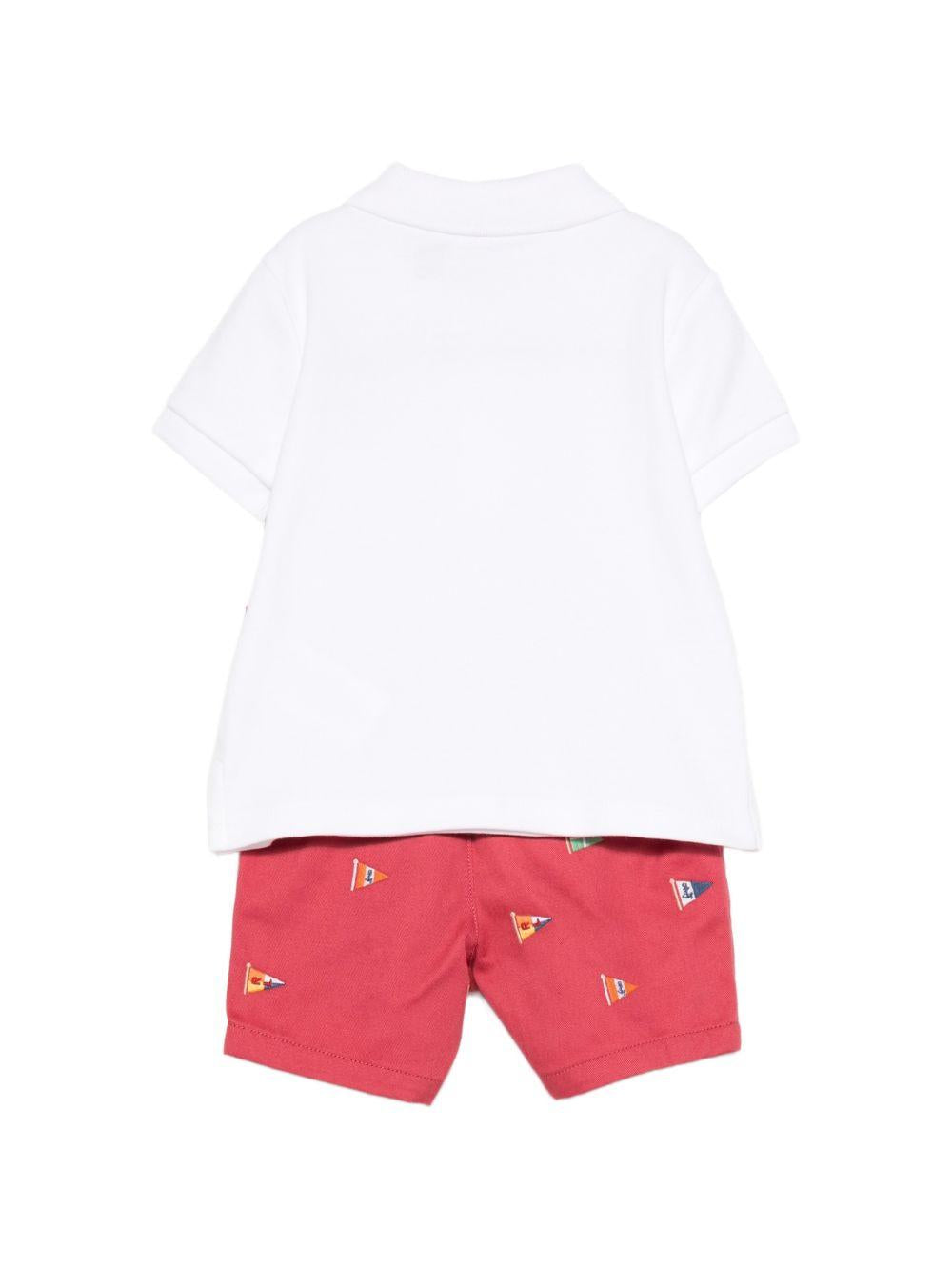 Completo per neonato Polo Ralph Lauren Kids bianco e rosso con stampa Polo Bear 320B14065 001 Ralph Lauren kids 