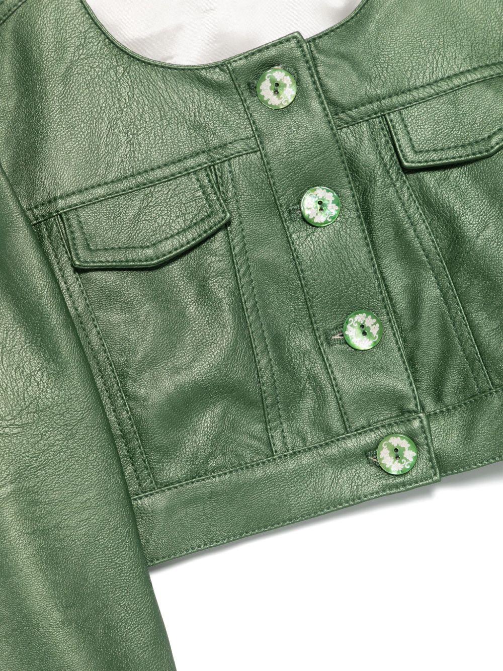 Giacca per bambina Colorichiari verde modello crop senza colletto FJ808178 4114 35 COLORICHIARI KIDS 