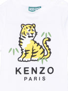 T-shirt per neonato Kenzo Kids bianca con stampa tigre sul davanti K61866 10P KENZO KIDS 