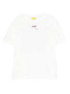 T-shirt per bambina Off-White Kids bianca con effetto vernice e logo stampato OGAA001F25JER008 0132 OFF WHITE KIDS 
