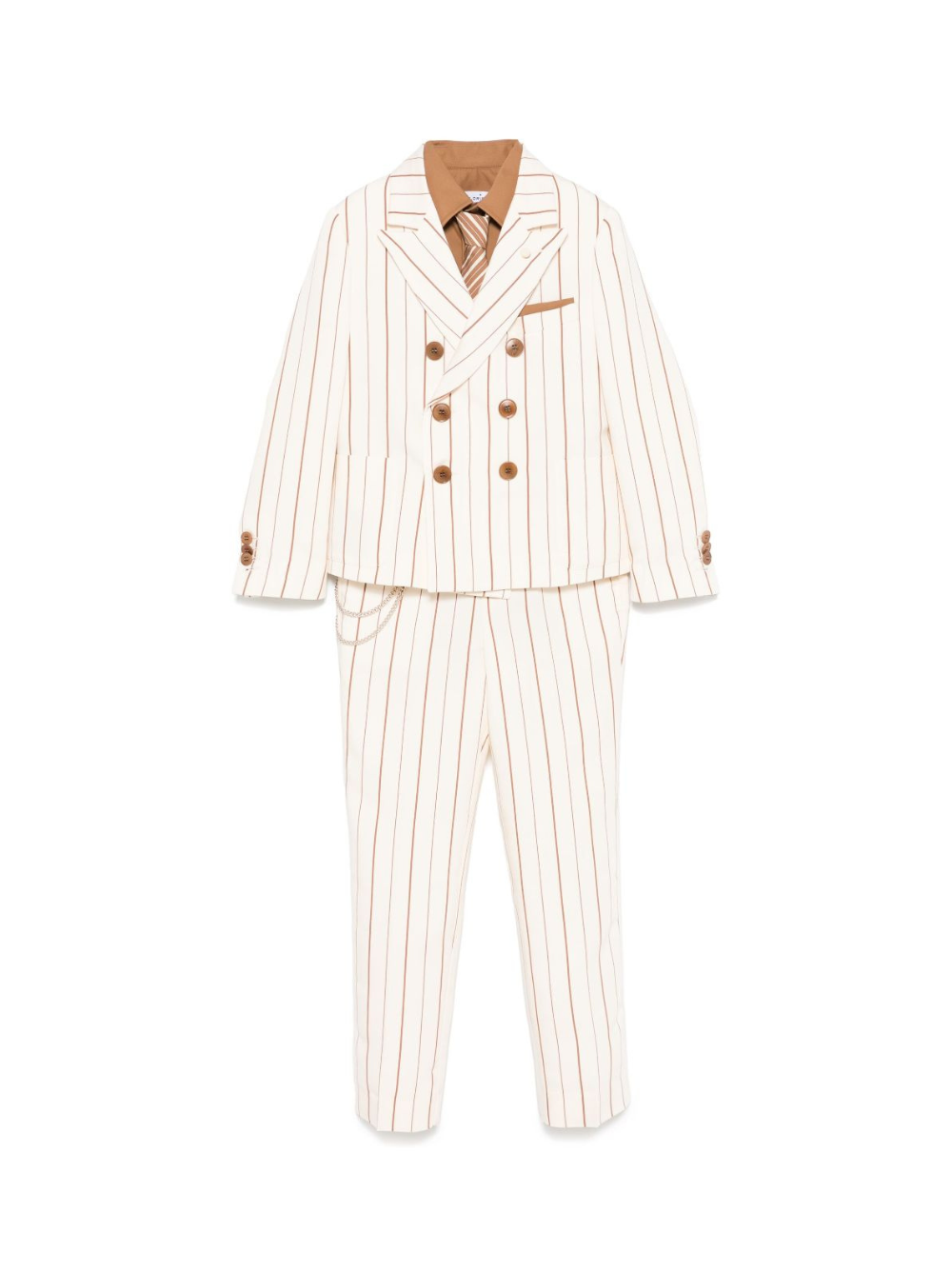 Completo tre pezzi per bambino Colorichiari beige gessato con doppiopetto MJ507991 4776 28 COLORICHIARI KIDS 