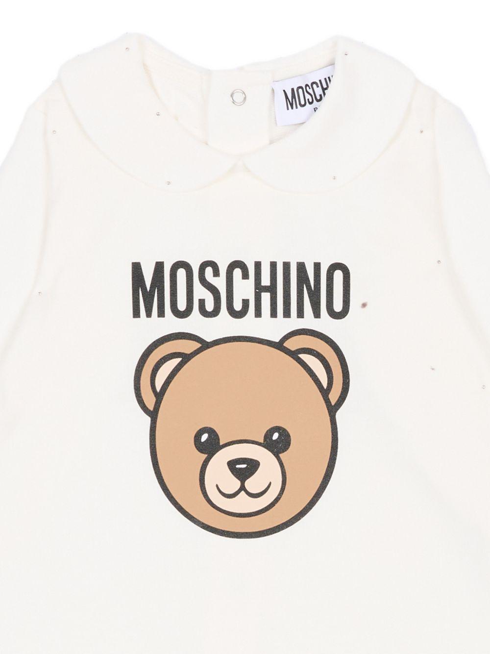 Tutina per neonati Moschino Kids bianca con Teddy Bear MUY098LCA19 10063 MOSCHINO KIDS 