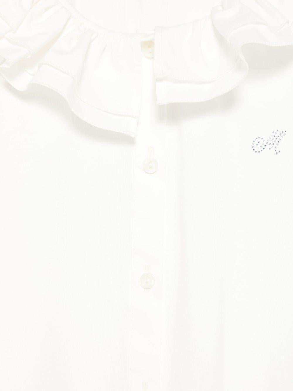Camicia per bambina Monnalisa bianco con rifiniture ruches 17EPAT 5202 0001 MONNALISA 