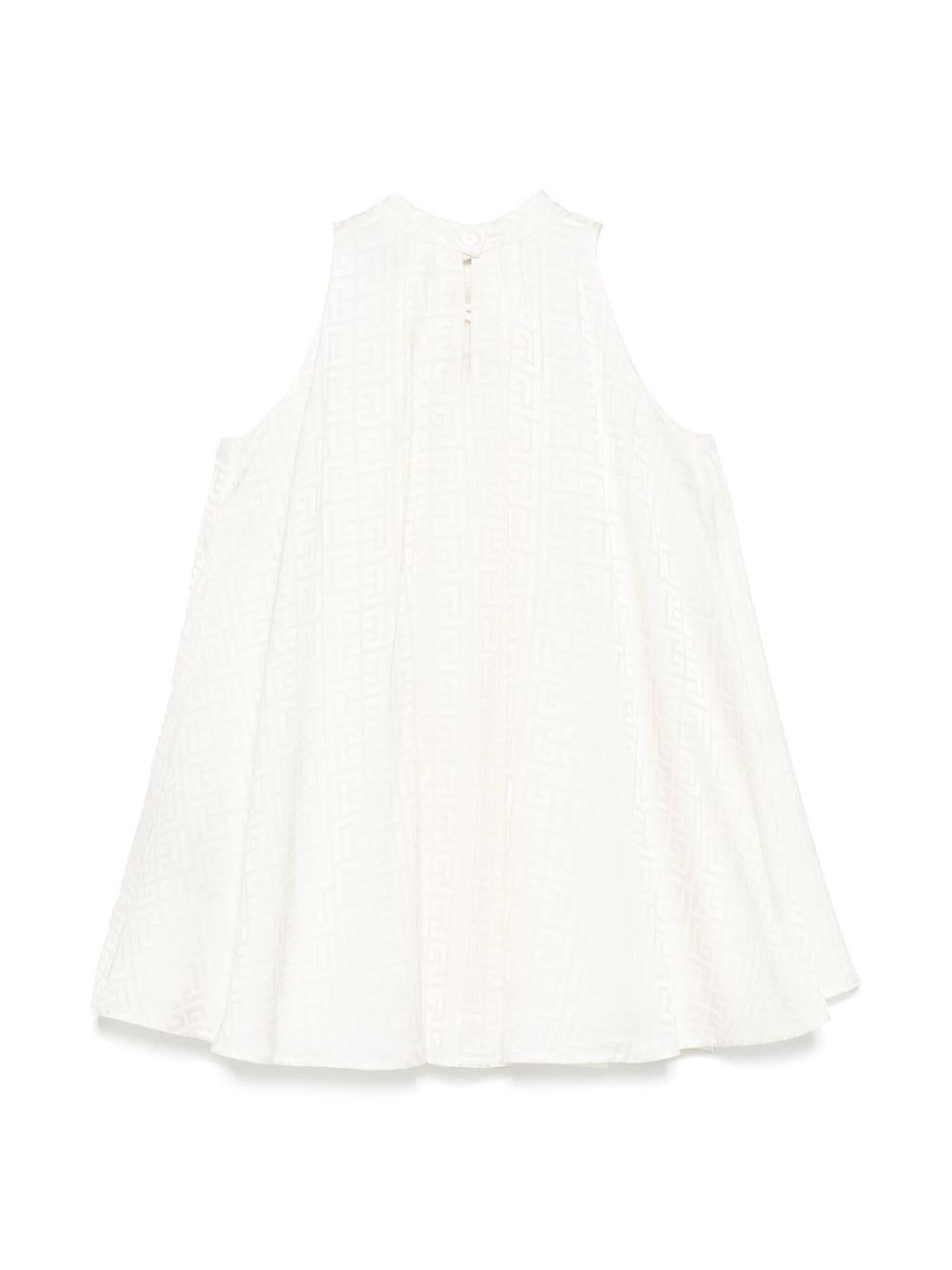 Abito per bambina Balmain Kids bianco con motivo jacquard BW1D62 S0192 102 BALMAIN KIDS 