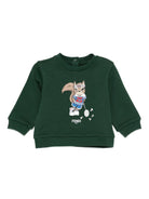 Felpa per neonati Fendi Kids verde con grafica con scoiattoli BMH082 5V0 F0E3J FENDI KIDS 