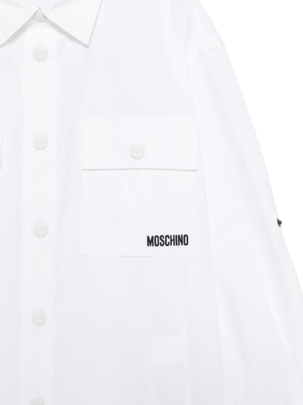Camicia per bambino Moschino Kids bianca con taschino sul petto abbottonato HUC01ULLA14 10101 MOSCHINO KIDS 