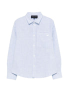 Camicia per bambino Emporio Armani Kids azzurra con logo aquila ricamato EB000978 AF20970 U9357 EMPORIO ARMANI KIDS 