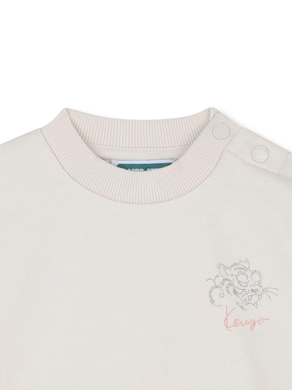 Felpa per neonato Kenzo Kids beige con stampa grafica sul retro K61290 21G KENZO KIDS 