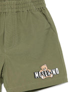 Shorts per neonato Moschino Kids verde con dettaglio Teddy Bear MUQ01NLLA14 30037 MOSCHINO KIDS 
