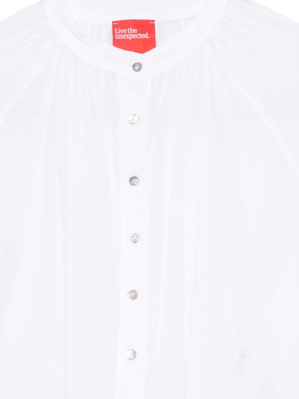 Camicia arricciata Merci bianca con scollo rotondo CAM033 WHITE MERCI 