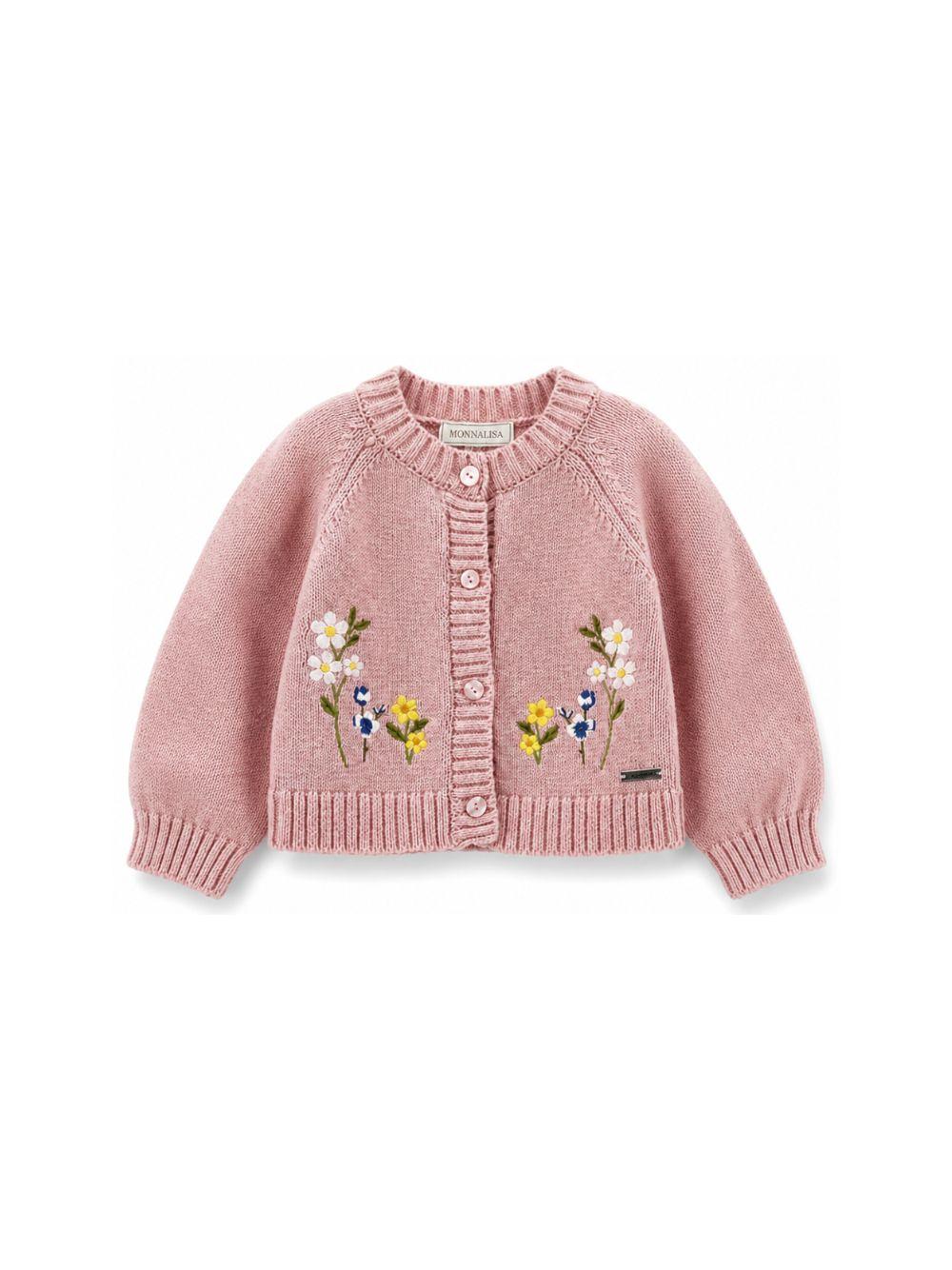 Cardigan per neonata Monnalisa Kids rosa con ricamo floreale 39H804 8060 0094 MONNALISA KIDS 