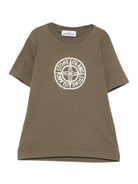 T-shirt per bambino Stone Island Junior verde con caratteristico logo sul davanti K2S162100008S0264 V0054 STONE ISLAND JUNIOR 