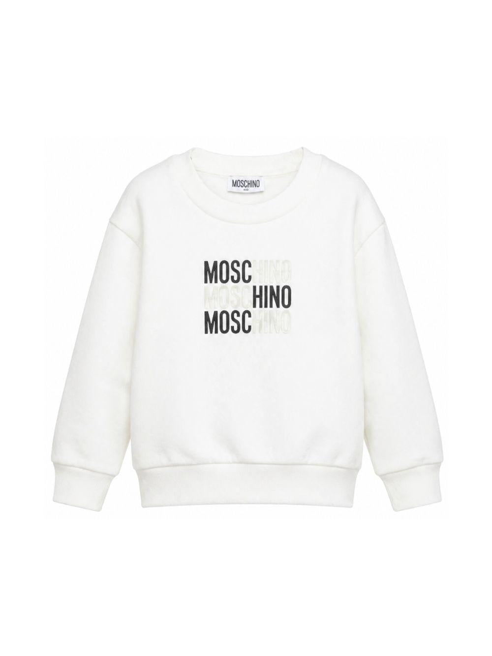 Felpa da bambino Moschino Kids bianca con stampa logo HRF078LCA32 10063 MOSCHINO KIDS 