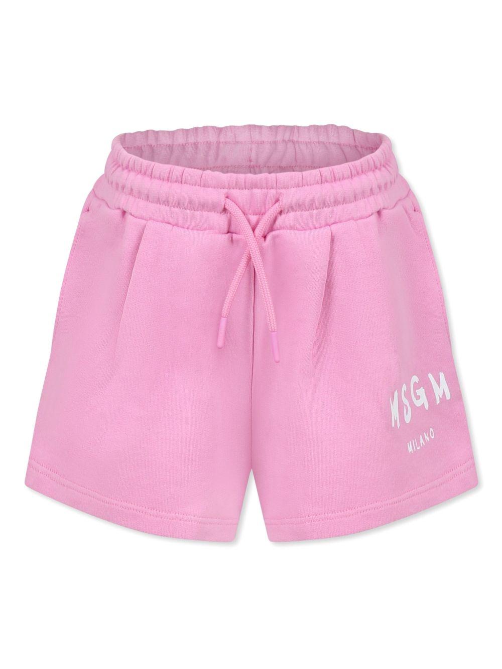 Shorts sportivi con stampa per bambina MSGM Kids rosa con dettagli plissettati S5MSJGSH092 MS003 MSGM KIDS 