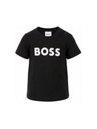 T-shirt per neonato Boss Kids nera con stampa logo sul davanti J05P12 09B BOSS KIDS 