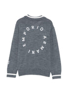 Maglione per bambino Emporio Armani Kids grigio con logo in maglia EB001583 AF27314 O8035 EMPORIO ARMANI KIDS 