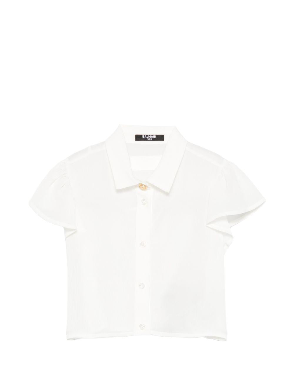 Camicia per bambina Balmain Kids bianca con colletto classico BY5A61 K0282 101 BALMAIN KIDS 