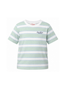 T-shirt per bambino MC2 Saint Barth Kids bianca e verde con motivo a righe orizzontali POT0002 01022L MC2 ST. BARTH KIDS 