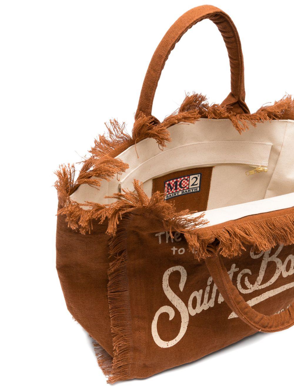 Borsa Vanity MC2 Saint Barth marrone con dettaglio frange VANI022 00396L MC2 ST. BARTH KIDS 