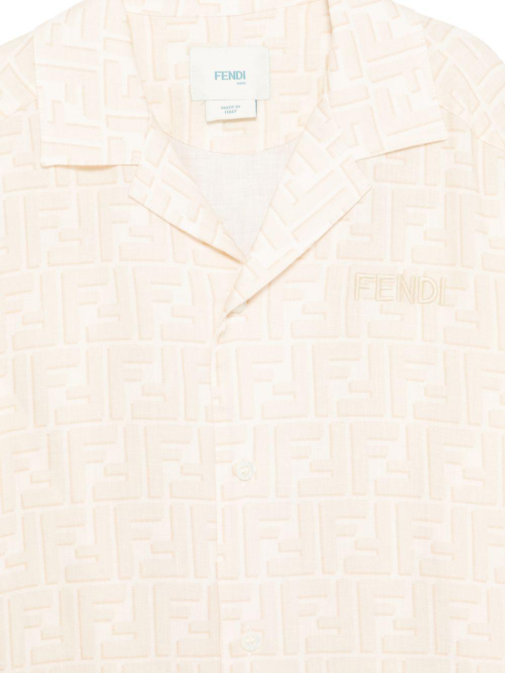 Camicia per bambino Fendi Kids bianco crema con logo ricamato JUC109 AY8C F1P2N FENDI KIDS 