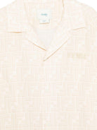 Camicia per bambino Fendi Kids bianco crema con logo ricamato JUC109 AY8C F1P2N FENDI KIDS 
