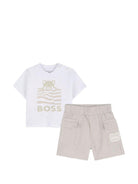 Set t-shirt con shorts per neonato Boss Kids bianco con logo J53050 21K BOSS KIDS 