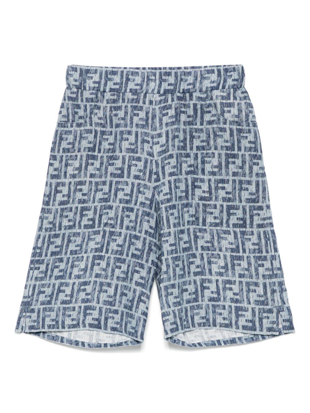 Shorts per bambino Fendi Kids denim con stampa FF JMF531 AUK2 F1I11 FENDI KIDS 