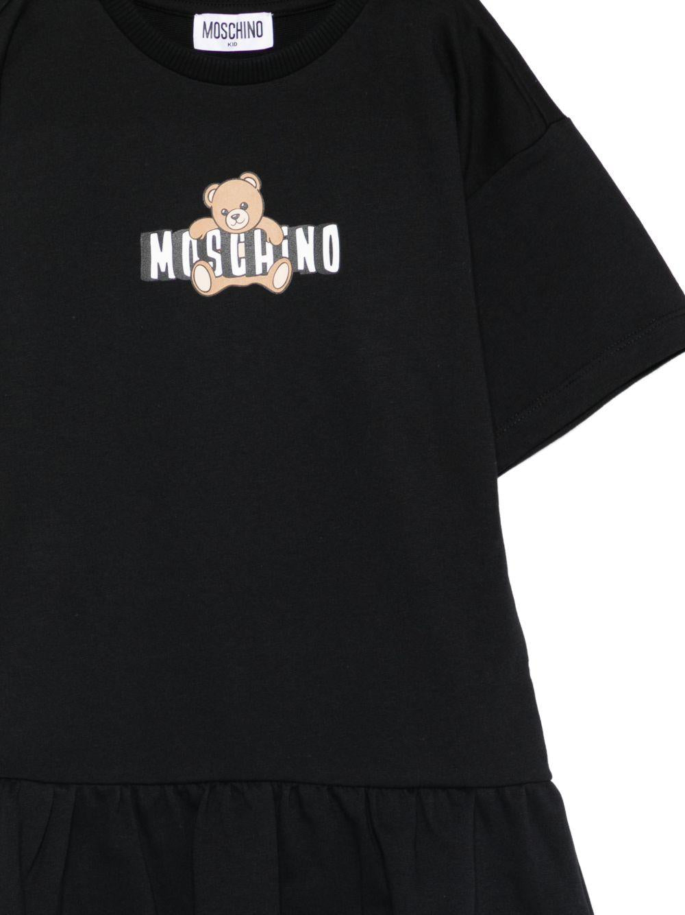 Abito da bambina Moschino Kids nero con stampa orsetto HDV0HLLCA19 60100 MOSCHINO KIDS 