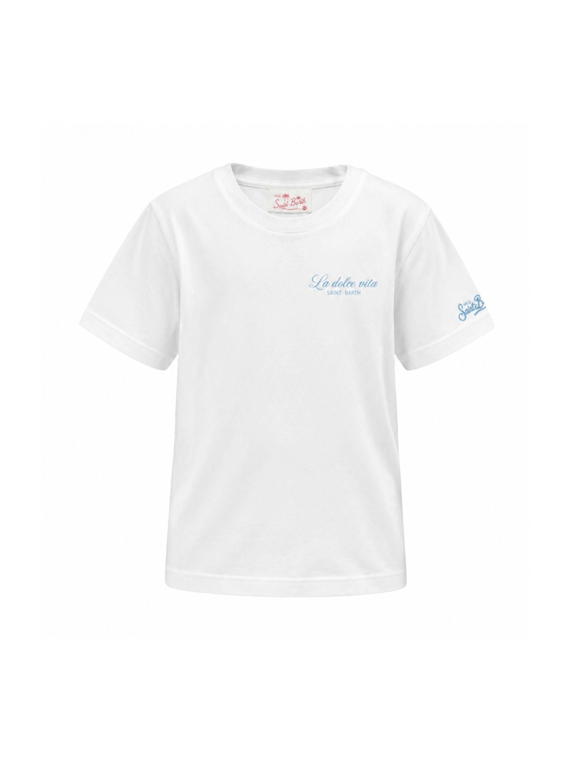T-shirt per bambino MC2 Saint Barth Kids bianca scollo rotondo e stampa grafica PRL0001 00932L MC2 ST. BARTH KIDS 