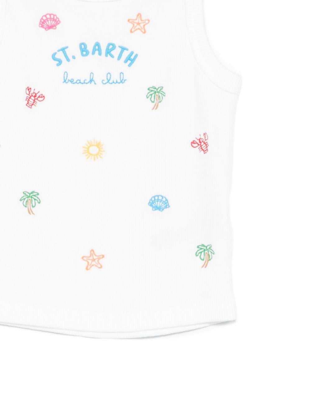 Canotta per bambina MC2 Saint Barth Kids bianca con logo ricamato sul davanti BLUE002 00468L MC2 ST. BARTH KIDS 