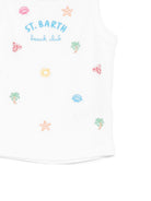 Canotta per bambina MC2 Saint Barth Kids bianca con logo ricamato sul davanti BLUE002 00468L MC2 ST. BARTH KIDS 